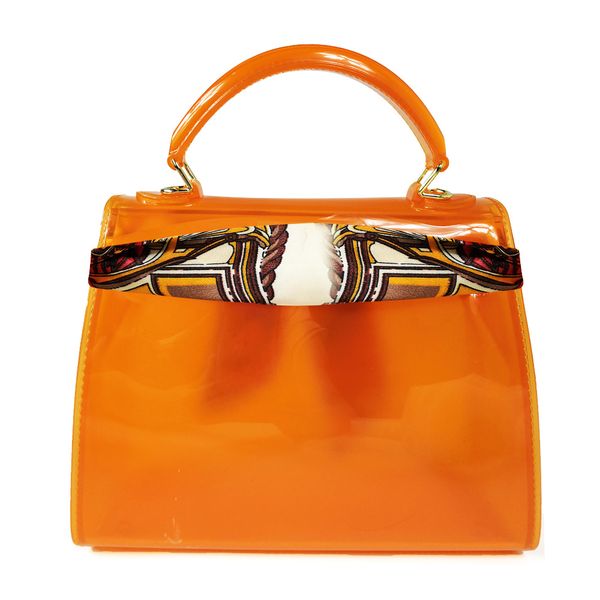 handle clear transparent pvc women handbag shoulder bags letter print jelly candy color messenger crossbody bag luxury bolsa